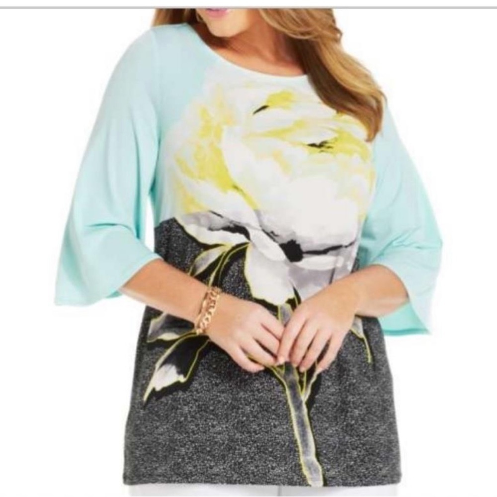 Alfani Flower print Tunic Blouse Top Size 3X Plus
